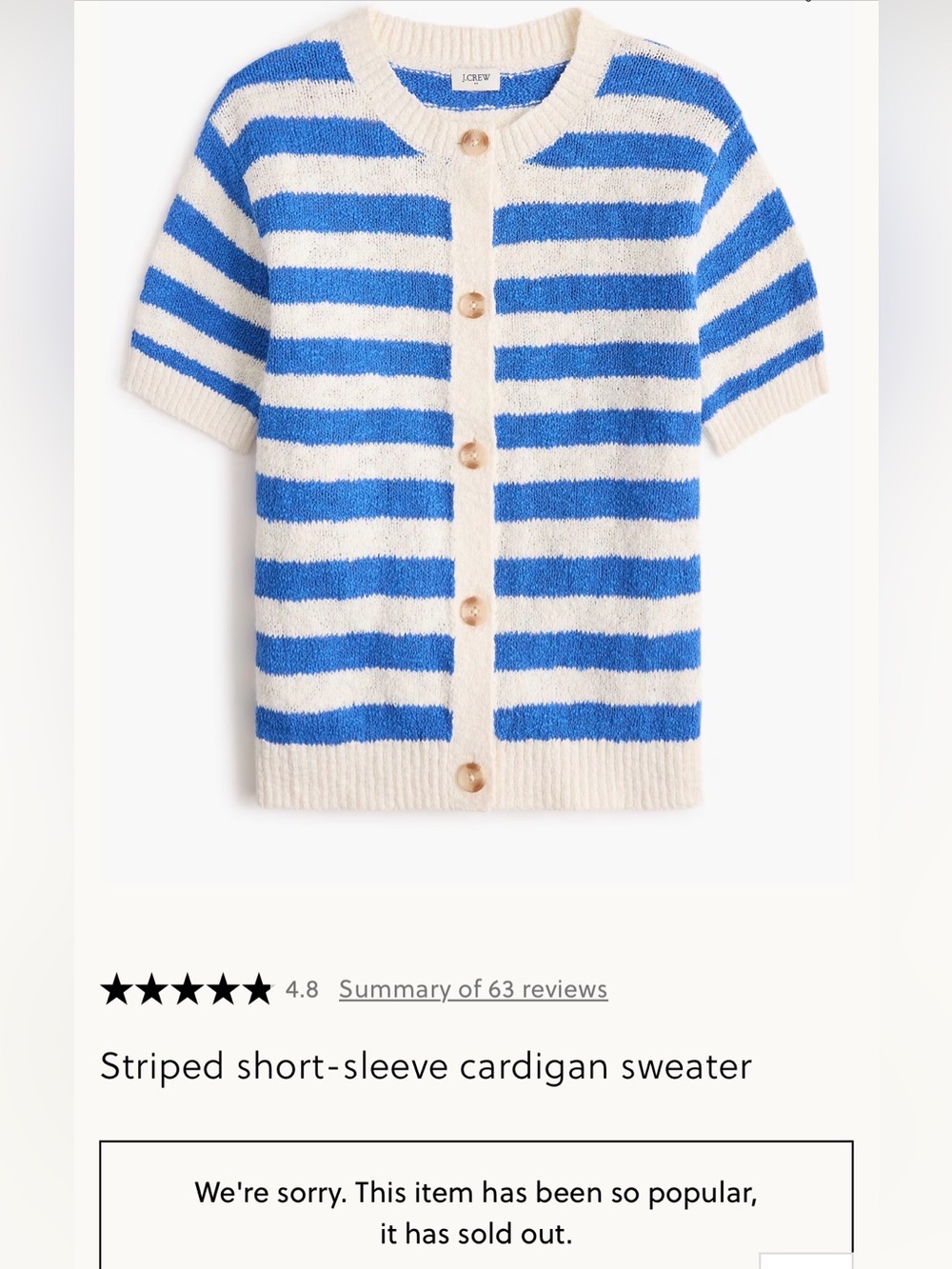 J. Crew Blue and White Striped Button-Front Short Sleeve Cardigan - Picture 10 of 10